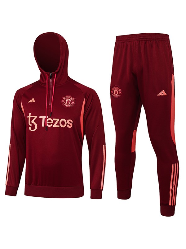 Manchester united hoodie jacket football sportswear tracksuit full zipper uniform men's red training kit outdoor soccer coat 2024