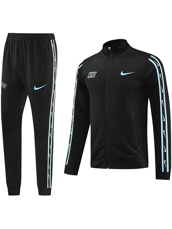 Nik veste football sportswear survêtement fermeture à glissière complète uniforme hommes kit d'entraînement en plein air noir manteau de football 2023-2024