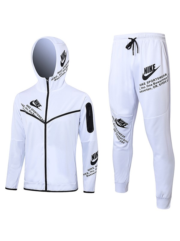 NK windbreaker hoodie jacket football sportswear tracksuit full zipper men's training white kit outdoor soccer 2023-2024