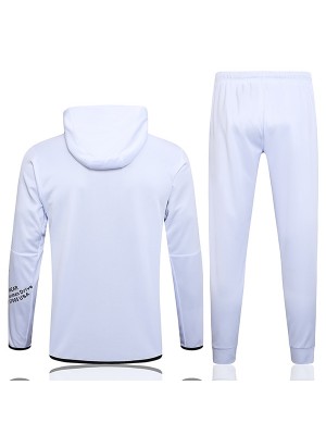NK windbreaker hoodie jacket football sportswear tracksuit full zipper men's training white kit outdoor soccer 2023-2024