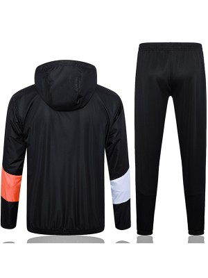 Olympique de Marseille windbreaker hoodie jacket football sportswear tracksuit full zipper black pink uniform men's training kit 2024