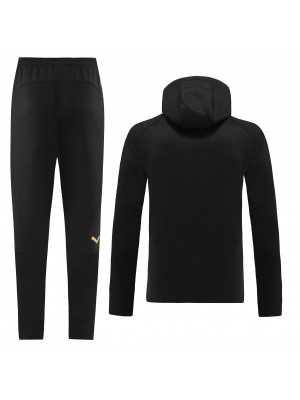 Olympique de Marseille windbreaker hoodie jacket football sportswear tracksuit full zipper black uniform men's training kit 2023-2024