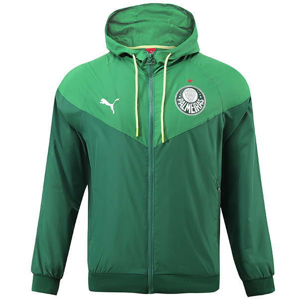 Palmeiras coupe-vent à capuche veste football sportswear survêtement fermeture à glissière hommes vert kit de formation manteau de football en plein air 2023-2024