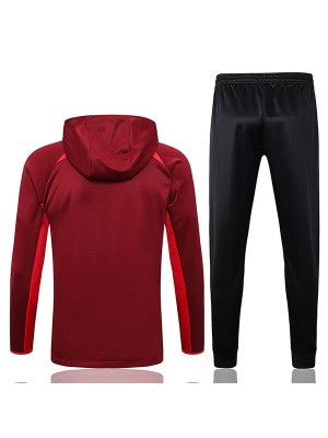 Portugal windbreaker hoodie jacket football sportswear tracksuit full zipper red uniform men's training kit outdoor soccer coat 2023-2024