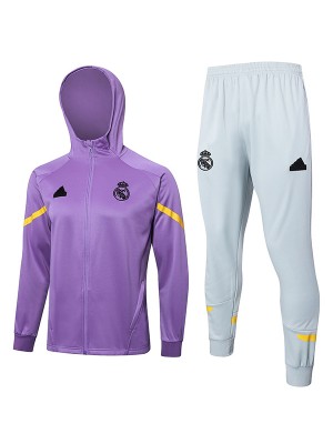 Real Madrid veste à capuche vêtements de sport de football survêtement violet fermeture éclair complète kit d'entraînement pour hommes uniforme athlétique extérieur manteau de football 2024-2025