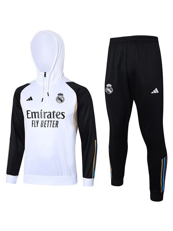 Real madrid hoodie jacket football sportswear tracksuit zipper uniform men's training white black kit outdoor soccer coat 2024