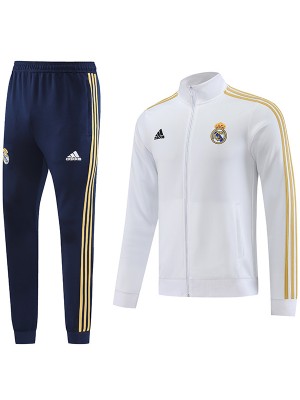 Real madrid veste football sportswear survêtement zipper blanc uniforme hommes formation kit extérieur football manteau 2023-2024