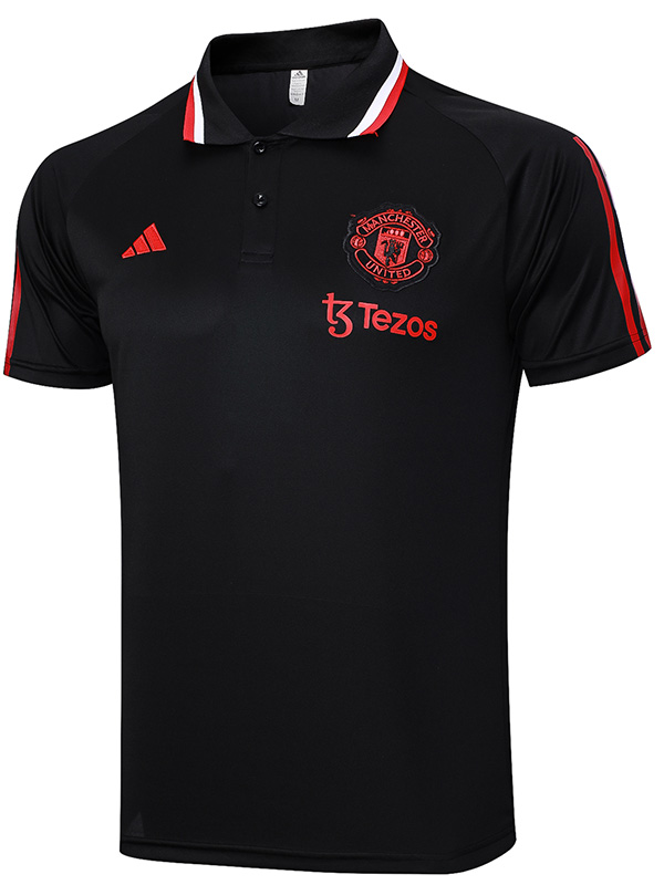Manchester United polo entraînement vêtements de football hommes sportswear maillot de football sport chemise noire 2023 - 2024 