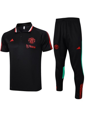 Manchester United polo entraînement vêtements de football hommes sportswear maillot de football sport chemise noire 2023 - 2024 
