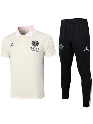 Paris saint-germain polo maillot uniforme d'entraînement homme beige vêtements de sport de football hauts de football chemise de sport 2024-2025