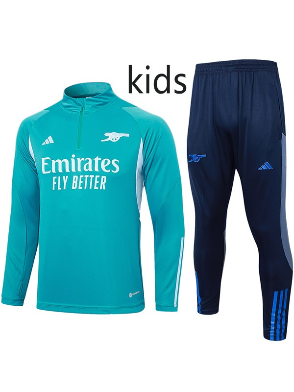 Arsenal tracksuit kids kit soccer pants blue suit sports set half zip necked cleats youth uniform children football mini training kit 2023-2024
