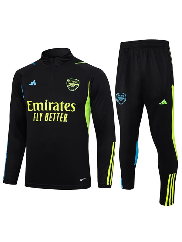 Arsenal survêtement pantalon de football costume ensemble de sport fermeture à glissière cou uniforme noir jaune vêtements pour hommes kit d'entraînement de football 2023-2024