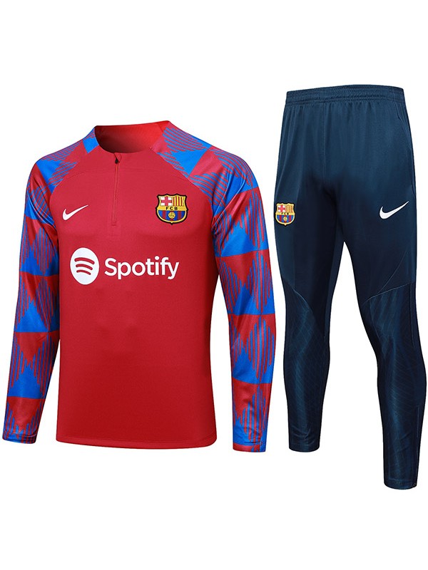 Barcelona tracksuit red soccer suit sports set zipper-necked uniform men's clothes football training kit 2023-2024