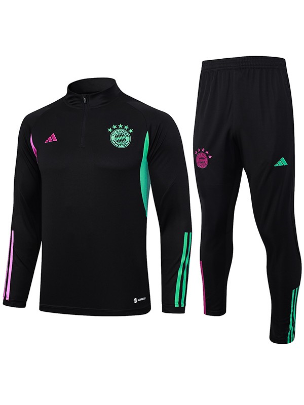 Bayern munich survêtement pantalon de football costume ensemble de sport fermeture éclair cou uniforme noir vêtements pour hommes kit d'entraînement de football 2023-2024