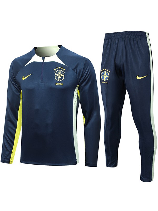 Brazil tracksuit soccer suit sports set zipper-necked navy uniform men's clothes football training kit 2023-2024