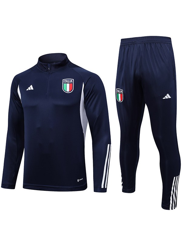 Italy tracksuit soccer suit sports set zipper-necked navy uniform men's clothes football training kit 2023-2024