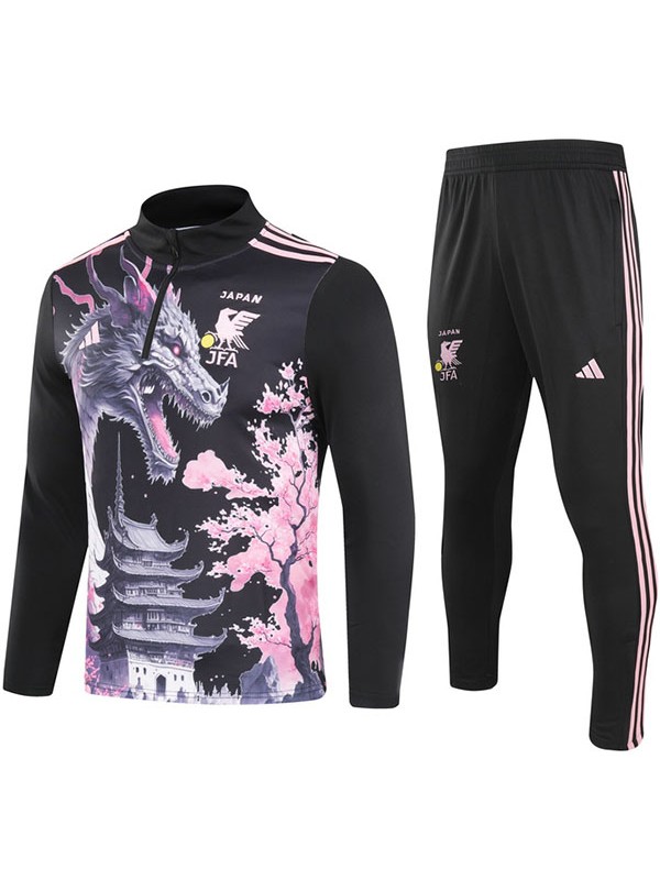 Japan survêtement de football pantalon costume ensemble de sport demi-fermeture éclair col uniforme hommes dragon noir vêtements kit d'entraînement de football 2024-2025