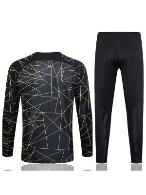 Jordan paris saint-germain tracksuit soccer pants suit sports set half zip necked uniform men's clothes football training black yellow kit 2023-2024