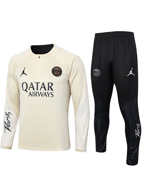 Jordan paris saint-germain tracksuit soccer suit sports set zipper-necked beige uniform men's clothes football training kit 2024