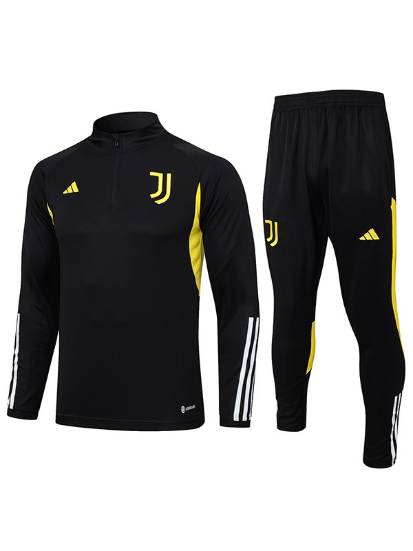 Juventus survêtement pantalon de football costume ensemble de sport fermeture à glissière cou uniforme hommes noir jaune vêtements kit d'entraînement de football 2023-2024