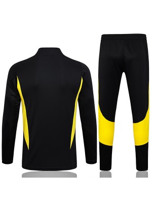 Juventus survêtement pantalon de football costume ensemble de sport fermeture à glissière cou uniforme hommes noir jaune vêtements kit d'entraînement de football 2023-2024