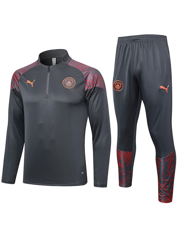 Manchester city tracksuit soccer gray suit sports set zipper-necked uniform men's clothes football training kit 2023-2024