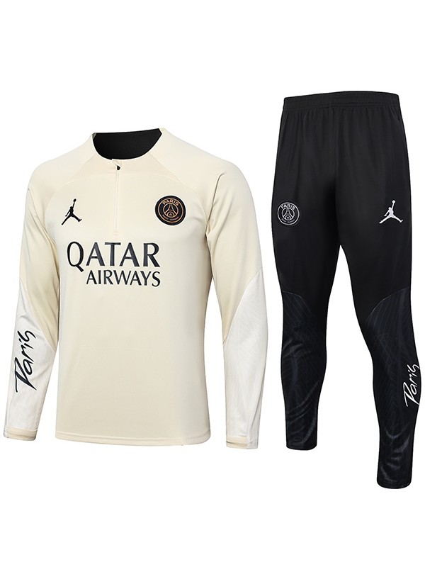 Paris Saint-Germain tracksuit football sportswear zipper neck training apricot uniform outdoor soccer coat 2024