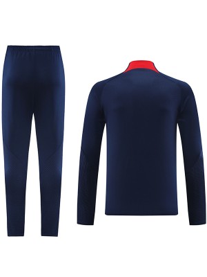 Paris saint-germain tracksuit soccer pants suit sports set half zip necked darkblue uniform men's clothes football training kit 2023-2024