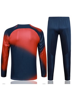 Paris saint-germain tracksuit soccer pants suit sports set half zip necked uniform men's clothes football training navy red kit 2023-2024