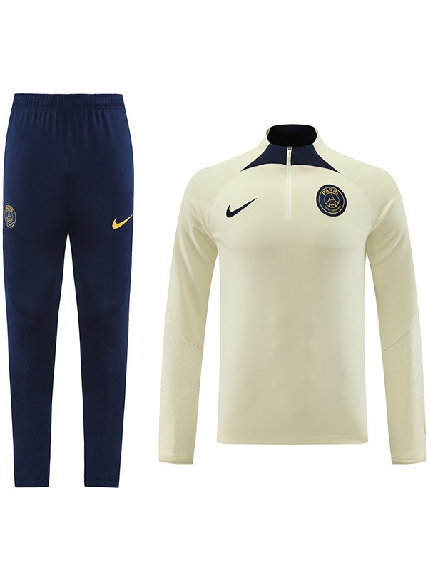 Paris saint-germain tracksuit soccer pants suit sports set half zip necked white uniform men's clothes football training kit 2023-2024