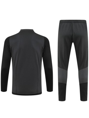 Real madrid tracksuit soccer pants suit sports set half zip necked uniform men's clothes football training black gray kit 2023-2024