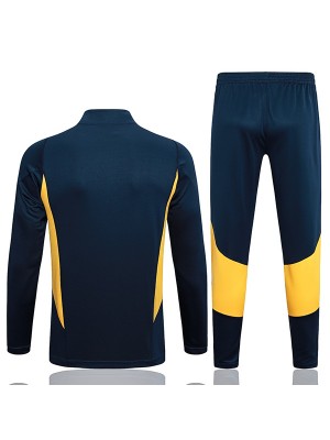 Real madrid tracksuit soccer pants suit sports set half zip necked uniform men's clothes football training navy kit 2023-2024