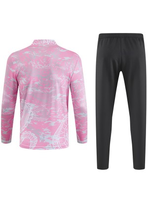 Real madrid tracksuit soccer pants suit sports set half zip necked uniform men's clothes football training pink dragon kit 2023-2024