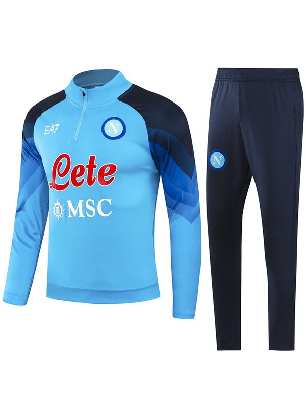 SSC Napoli survêtement pantalon de football costume ensemble de sport cou uniforme bleu vêtements pour hommes kit d'entraînement de football 2023-2024