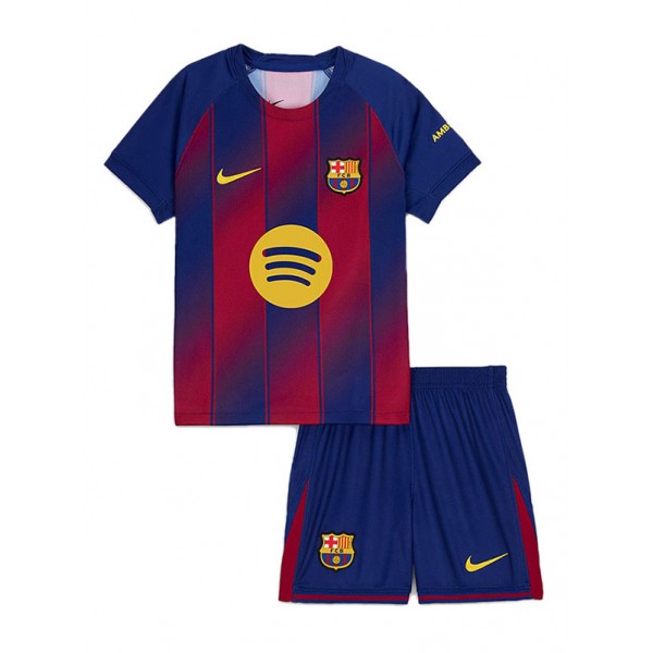 Barcelona home kids kit childrens jersey 2025-2026