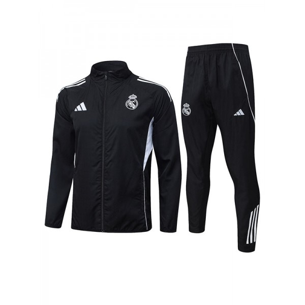Real madrid windbreaker jacket mens black training tracksuit 2025-2026