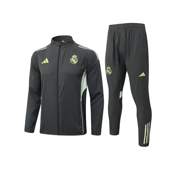 Real madrid windbreaker jacket mens green gray training tracksuit 2025-2026