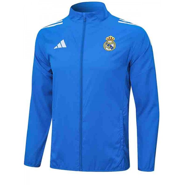 Real madrid windbreaker jacket mens training blue tracksuit 2025-2026