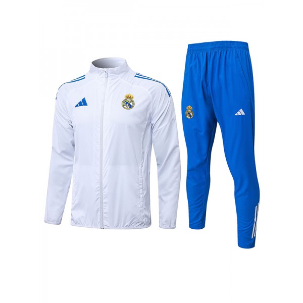 Real madrid windbreaker jacket mens white blue training tracksuit 2025-2026