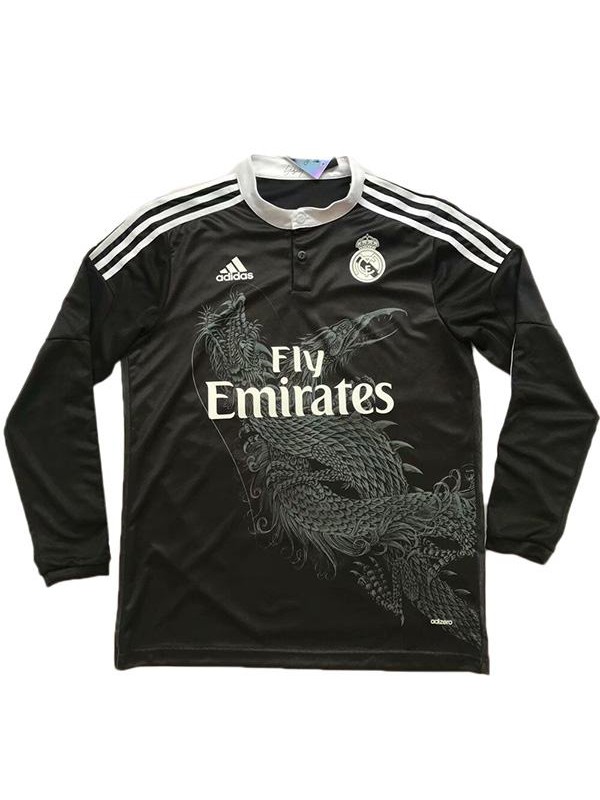 Real madrid retro away long sleeve jersey black dragon soccer maillot match men's sportwear football shirt 2014-2015