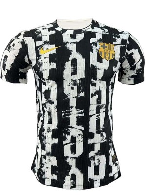 Barcelona maillot d'entraînement de football pour adulte tenue de sport noire et blanche pour homme collection pré-match 2025-2026