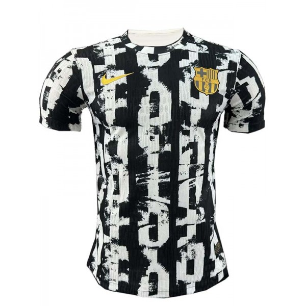 Barcelona maillot d'entraînement de football pour adulte tenue de sport noire et blanche pour homme collection pré-match 2025-2026