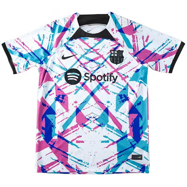 Barcelona maillot de football blanc d'avant-match pour adulte tenue d'entraînement pour homme haut de sport, 2024-2025