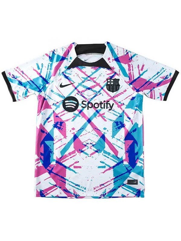 Barcelona maillot de football blanc d'avant-match pour adulte tenue d'entraînement pour homme haut de sport, 2024-2025