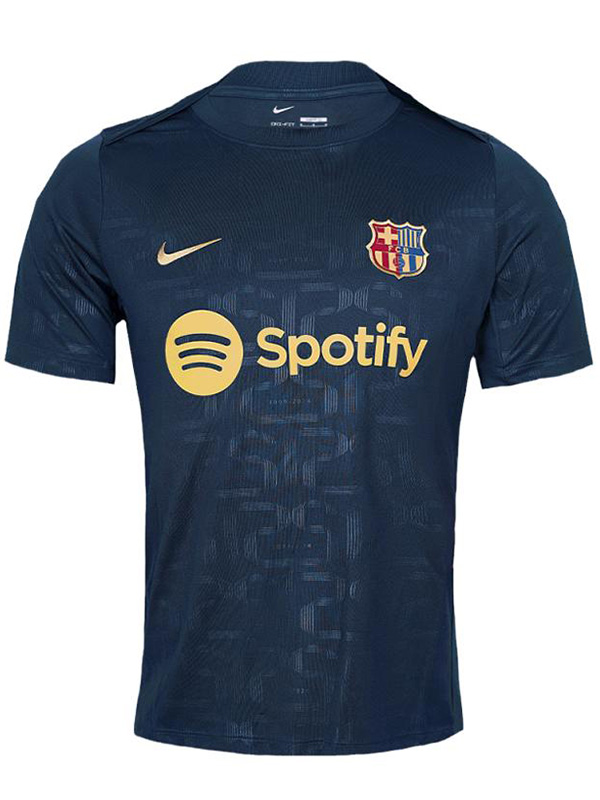 Barcelona maillot d'entraînement uniforme de football d'avant-match pour adulte hauts de football de sport bleu marine pour hommes chemise de sport 2024-2025