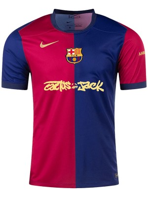 Barcelona maillot de football travis scott domicile pour adulte uniforme de football bleu et rouge pour homme haut de sport 2024-2025