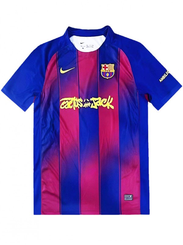 Barcelona maillot de football travis scott domicile pour adulte uniforme de football bleu et rouge pour homme haut de sport 2025-2026