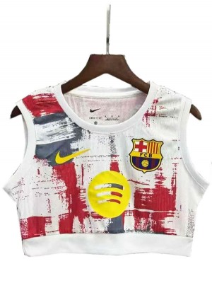 Barcelona maillot de football pour femmes gilet de yoga uniforme blanc et rouge vêtements de sport pour dames haut court de football pour filles 2025-2026