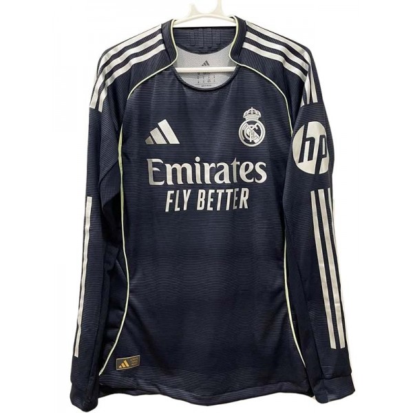 Real madrid maillot de football à manches longues extérieur pour homme deuxième tenue de sport haut 2025-2026