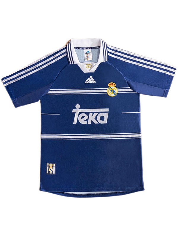 Real madrid maillot rétro extérieur football deuxième uniforme vintage kit de football pour hommes hauts chemise de sport 1998-1999